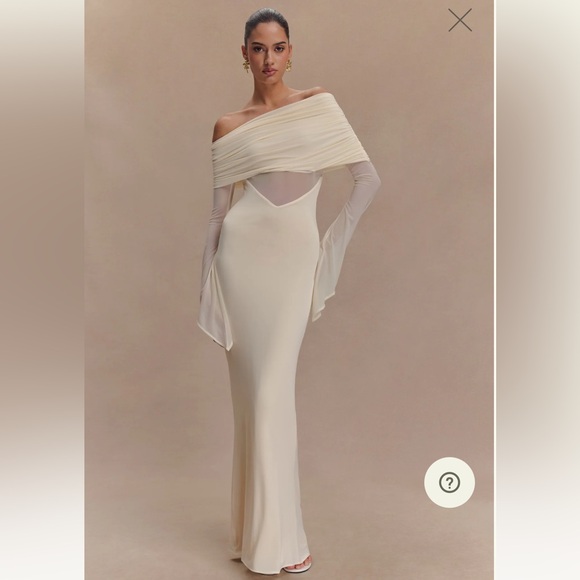 white mesh prom dress Regine Mesh Overlay Maxi Dress White